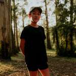 BLACK Womens Velocity Running Tee Front on Model