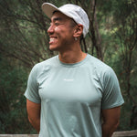 Mens Green Running Short Sleeve Top