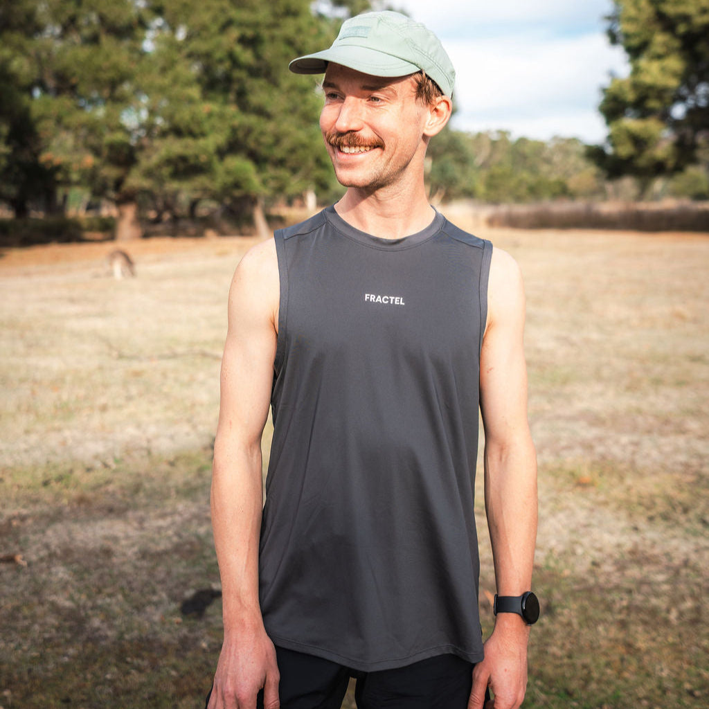 Mens Grey Running Singlet Top