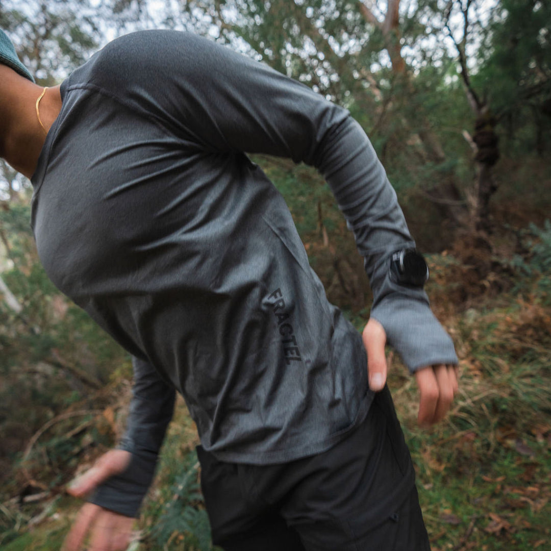 Mens Grey Running Long Sleeve Top