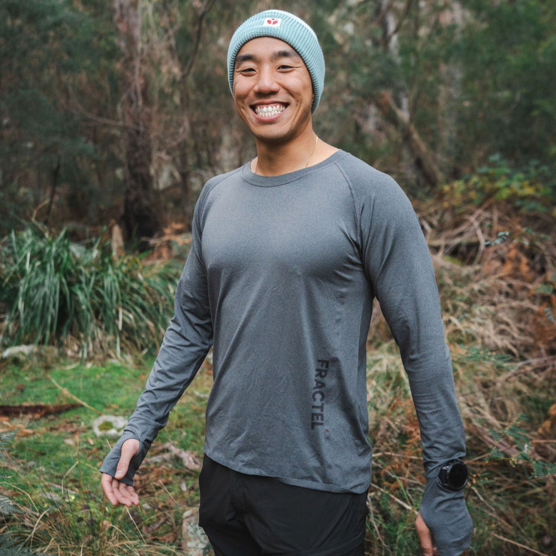 Mens Grey Running Long Sleeve Top