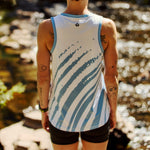 Womens Blue Performance Running Singlet On Model 
