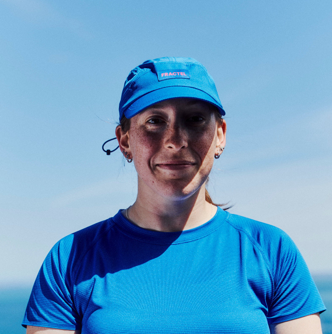 E-Series Performance Running Cap in Blue on Model