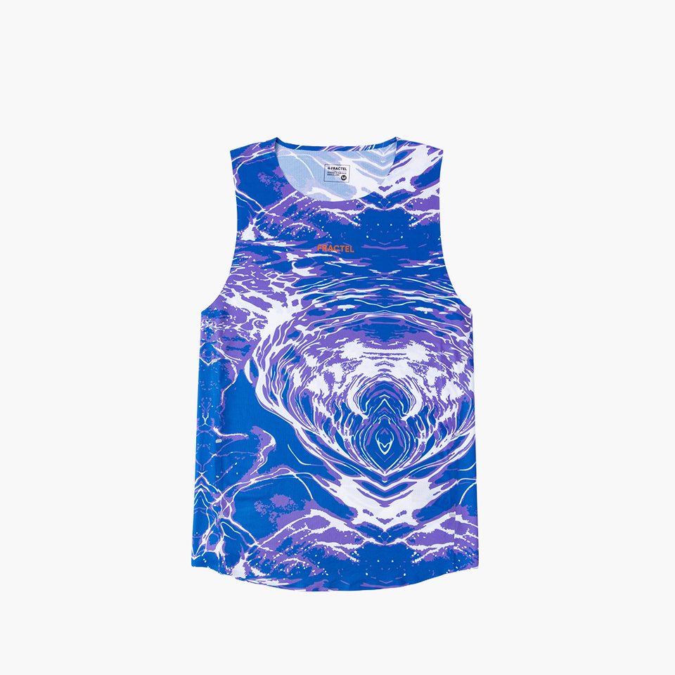 Men's V-COBALT RIPPLE Performance Singlet, front view
