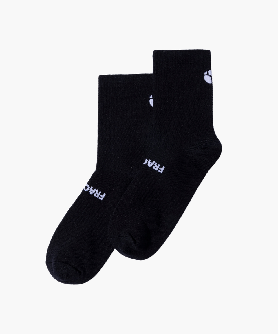Fractel black performance running socks, front view